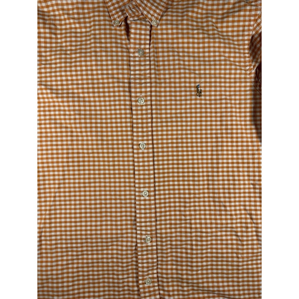 Ralph Lauren Men's Orange & White Gingham Long Sleeve Button Up Shirt Size Large - Picture 2 of 5